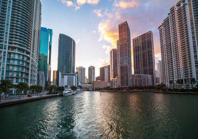 Miami river and skyline